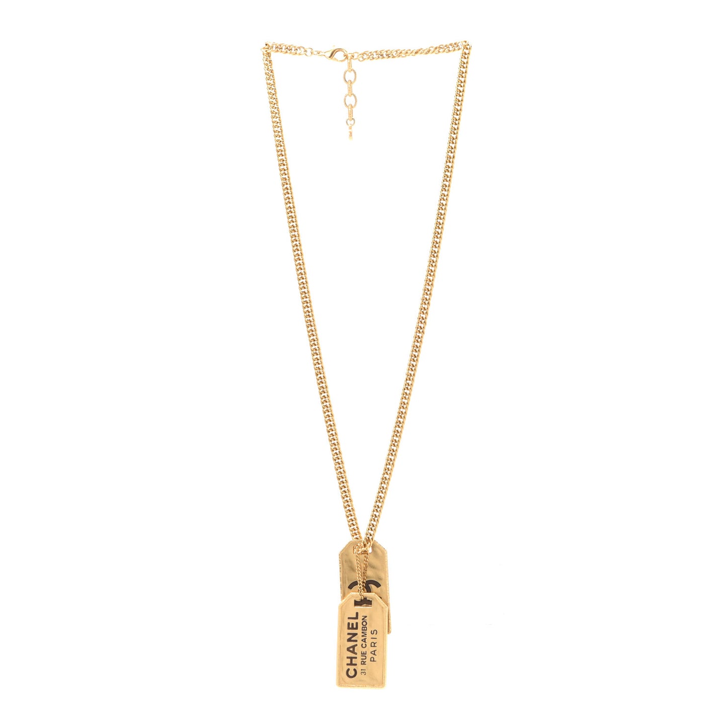 ID Dog Tag Charm Necklace Gold