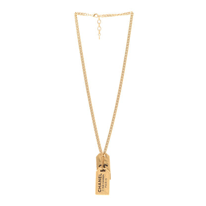 Chanel ID Dog Tag Charm Necklace Gold 3 of 7