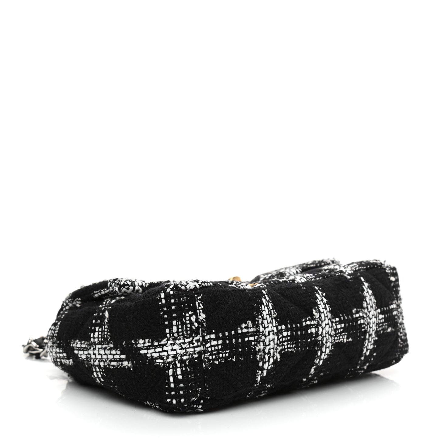 Tweed Quilted Medium Chanel 19 Flap Black White
