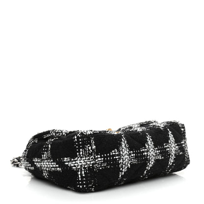 Chanel Tweed Quilted Medium Chanel 19 Flap Black White 3 of 8