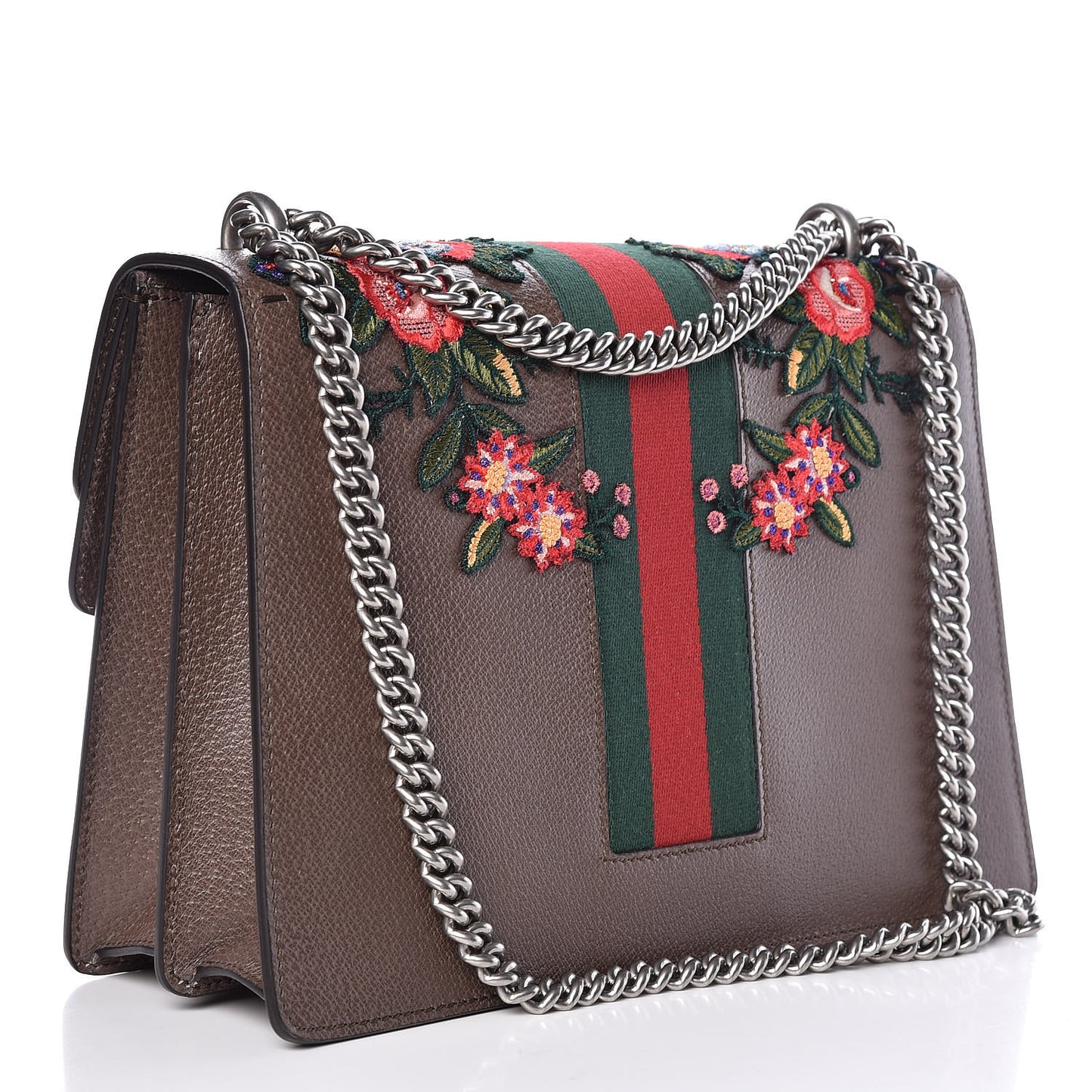 Calfskin Web Owl Embroidered Medium Dionysus Shoulder Bag New Acero Multicolor