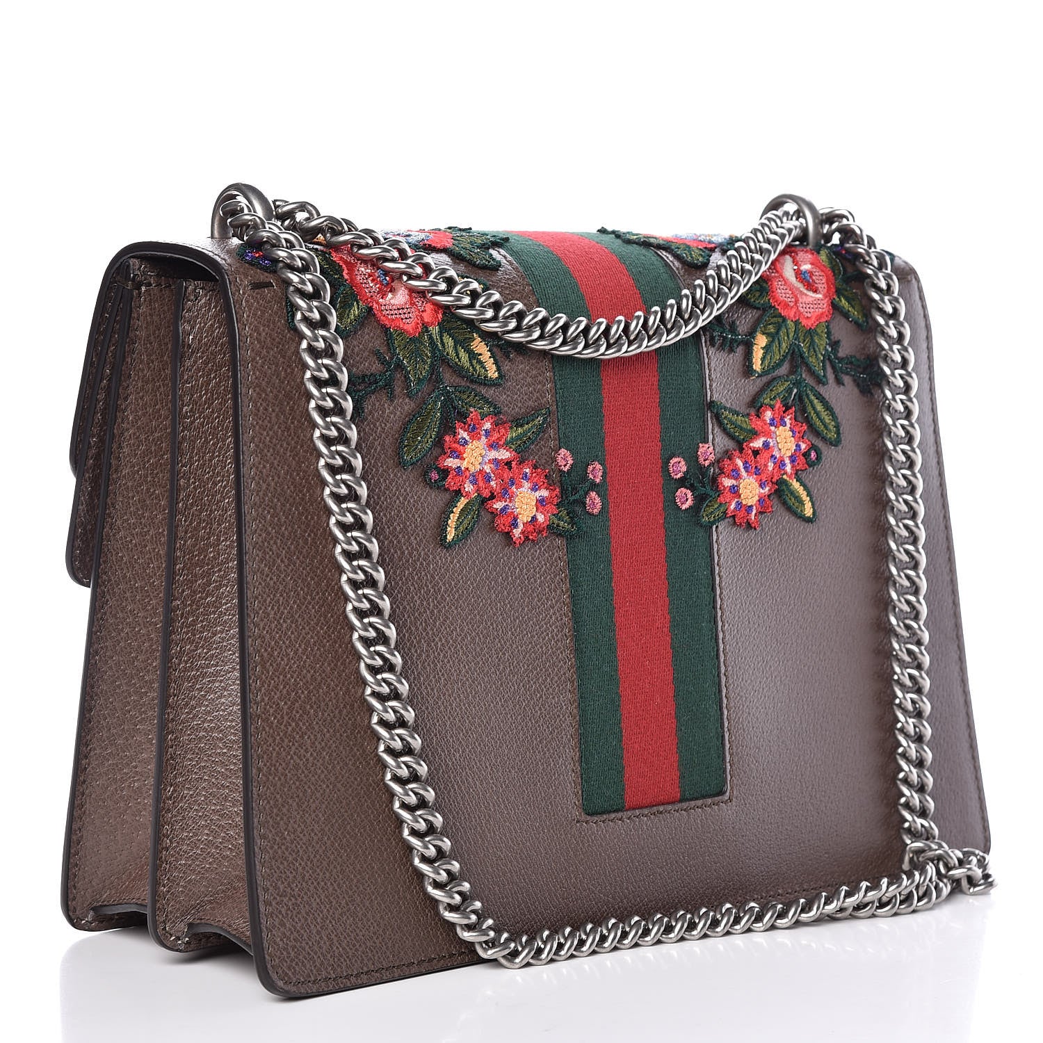 Gucci Calfskin Web Owl Embroidered Medium Dionysus Shoulder Bag New Acero Multicolor 3 of 11