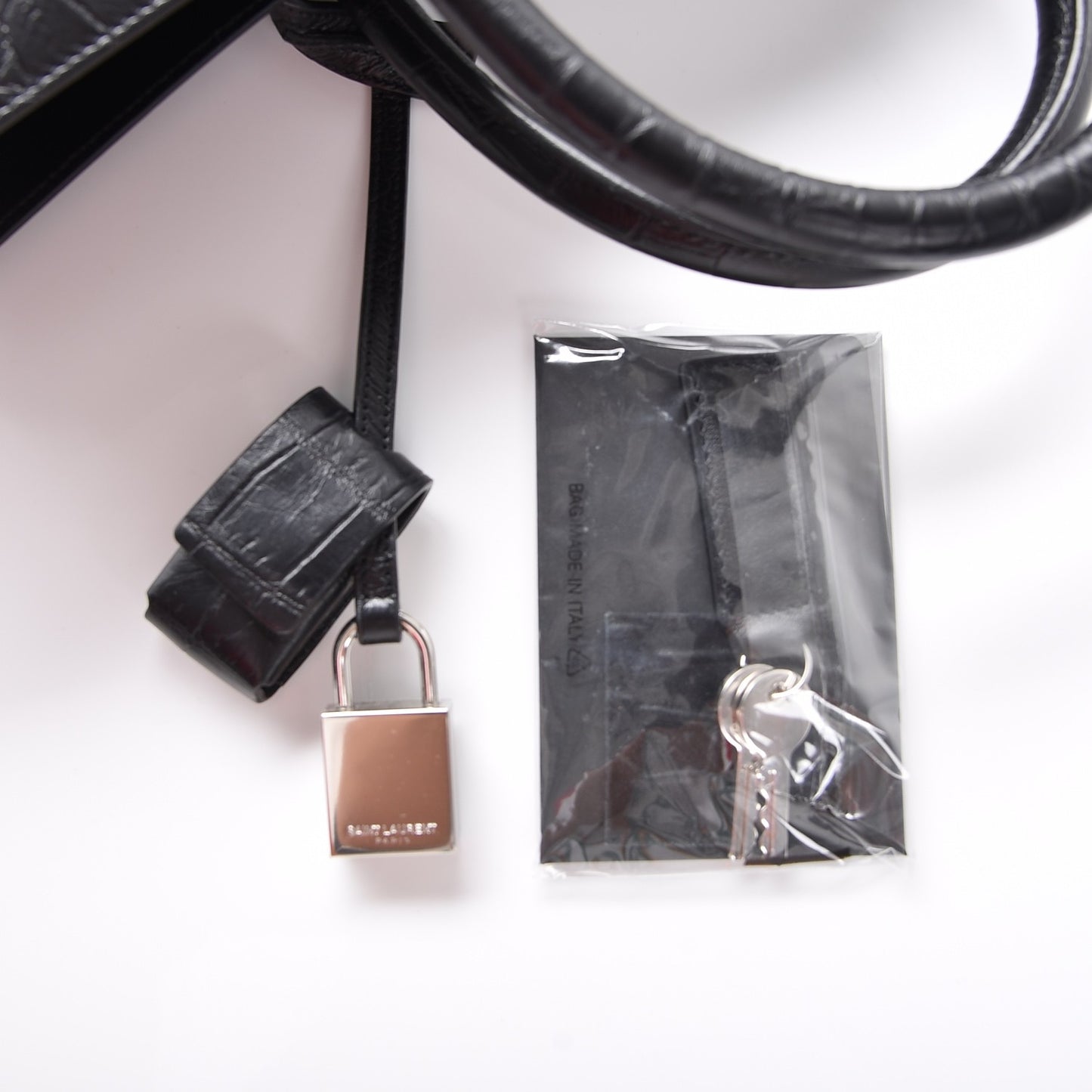 Calfskin Crocodile Embossed Small Sac de Jour Black