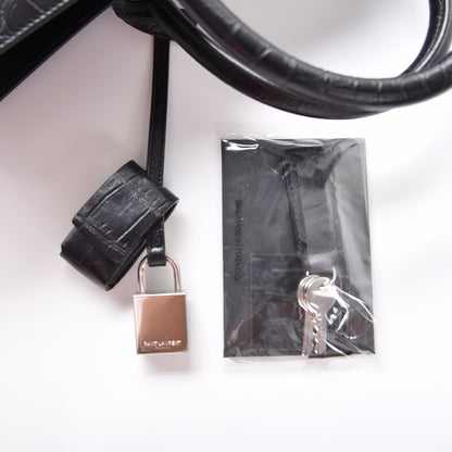 Saint Laurent Calfskin Crocodile Embossed Small Sac de Jour Black 11 of 11