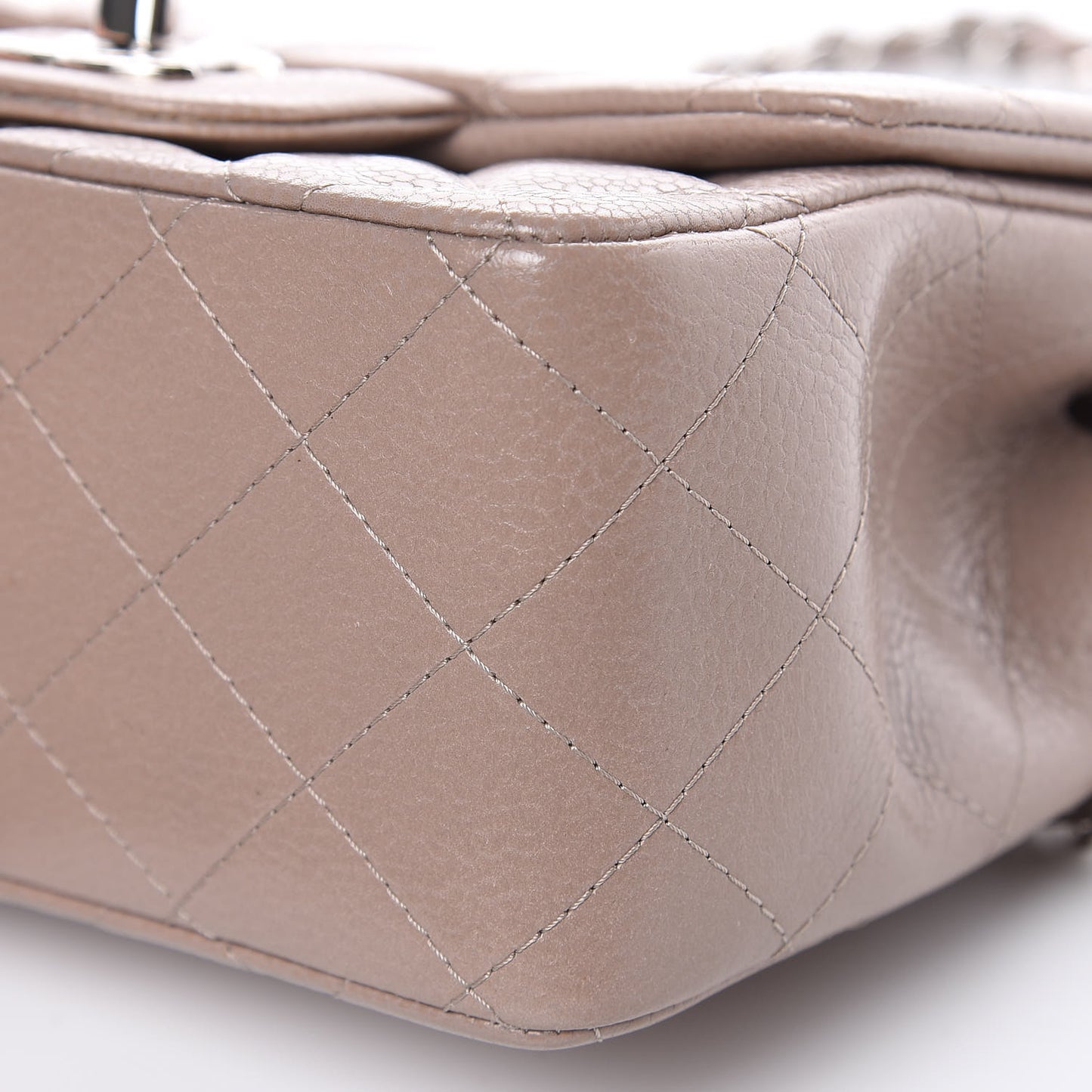 Caviar Quilted Mini Square Flap Taupe