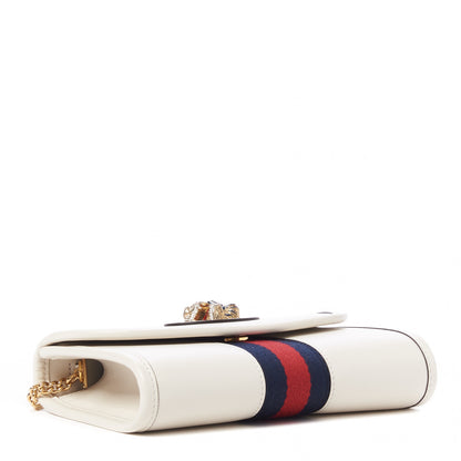Gucci Textured Calfskin Web Mini Rajah Slim Flap Shoulder Bag Mystic White 4 of 10