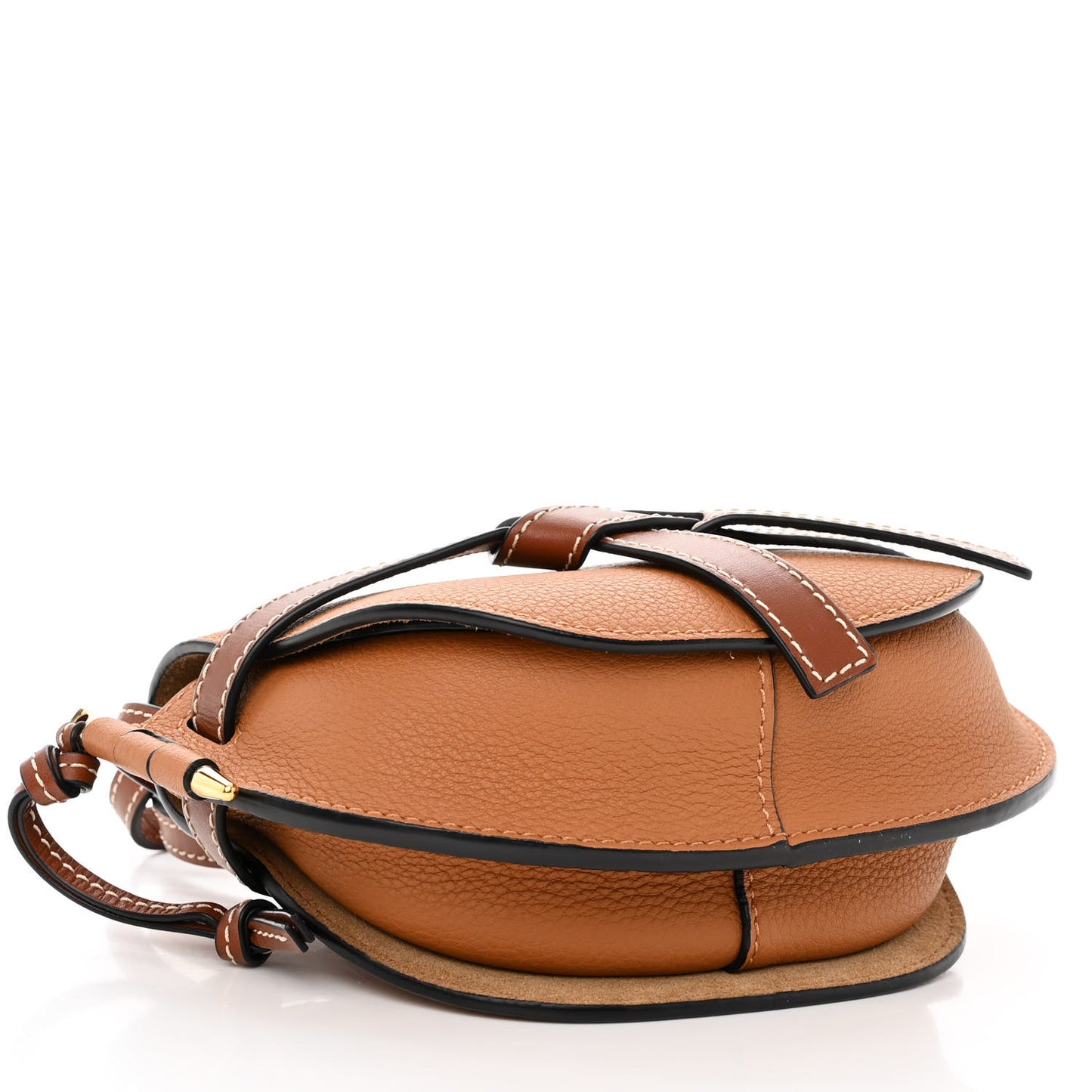 Grained Calfskin Mini Gate Crossbody Bag Caramel Pecan