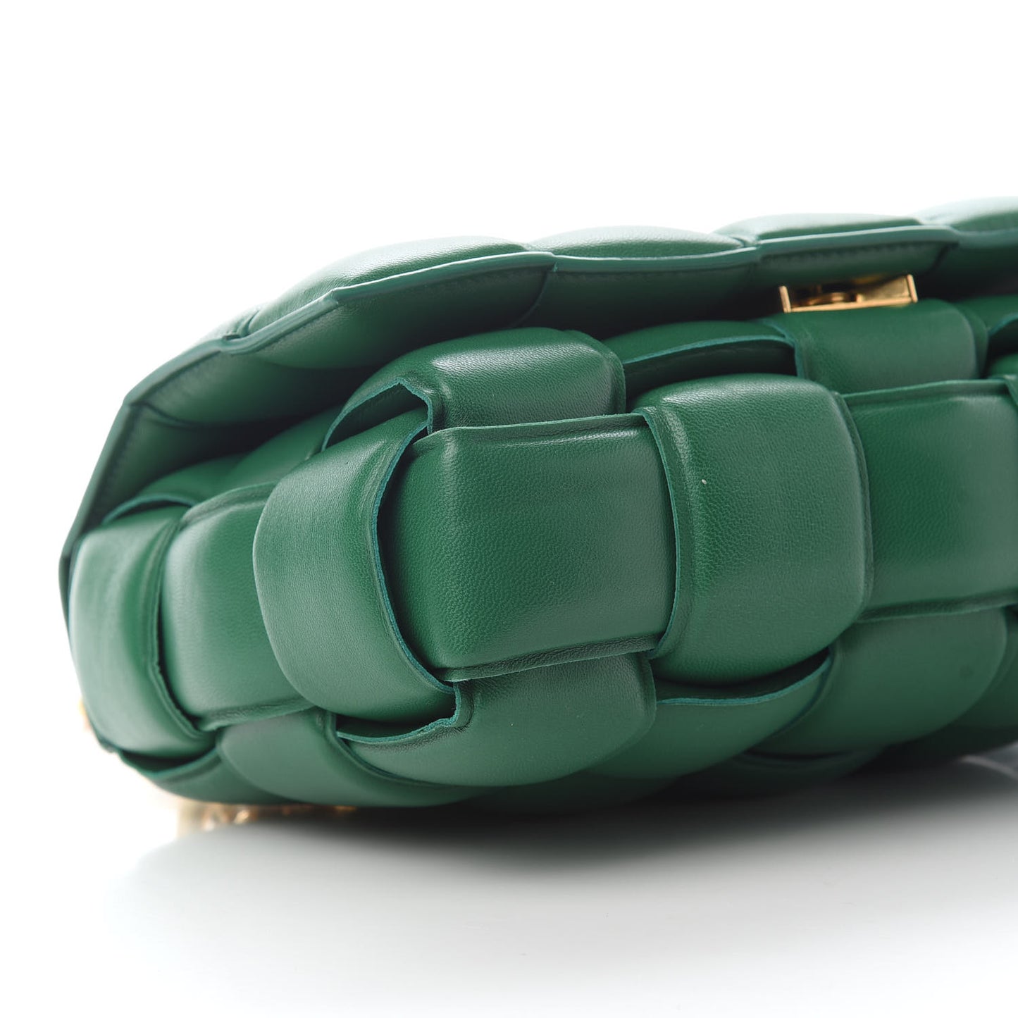 Lambskin Maxi Intreccio Padded Chain Cassette Crossbody Bag Racing Green