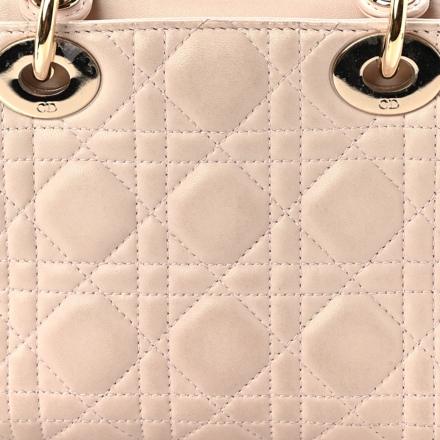 Lambskin Cannage Mini Lady Dior Rose Poudre