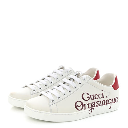 Gucci Calfskin Orgasmique Sneakers 37 Bianco Hibiscus Red 3 of 9