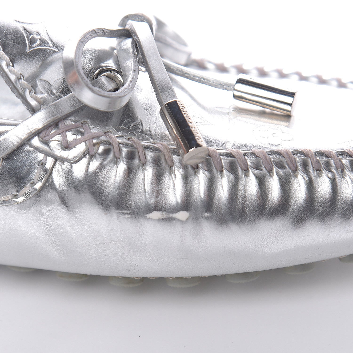 Louis Vuitton Calfskin Monogram Gloria Loafers 39 Silver 11 of 11