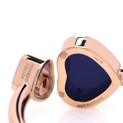 Chopard 18K Rose Gold Diamond Blue Gem Happy Hearts Ring 52 6 6 of 9