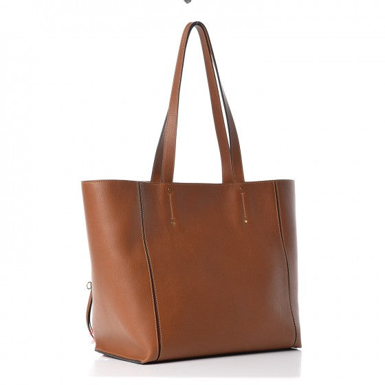 Calfskin Tapestry Woven Medium Milo Shopping Tote Tan