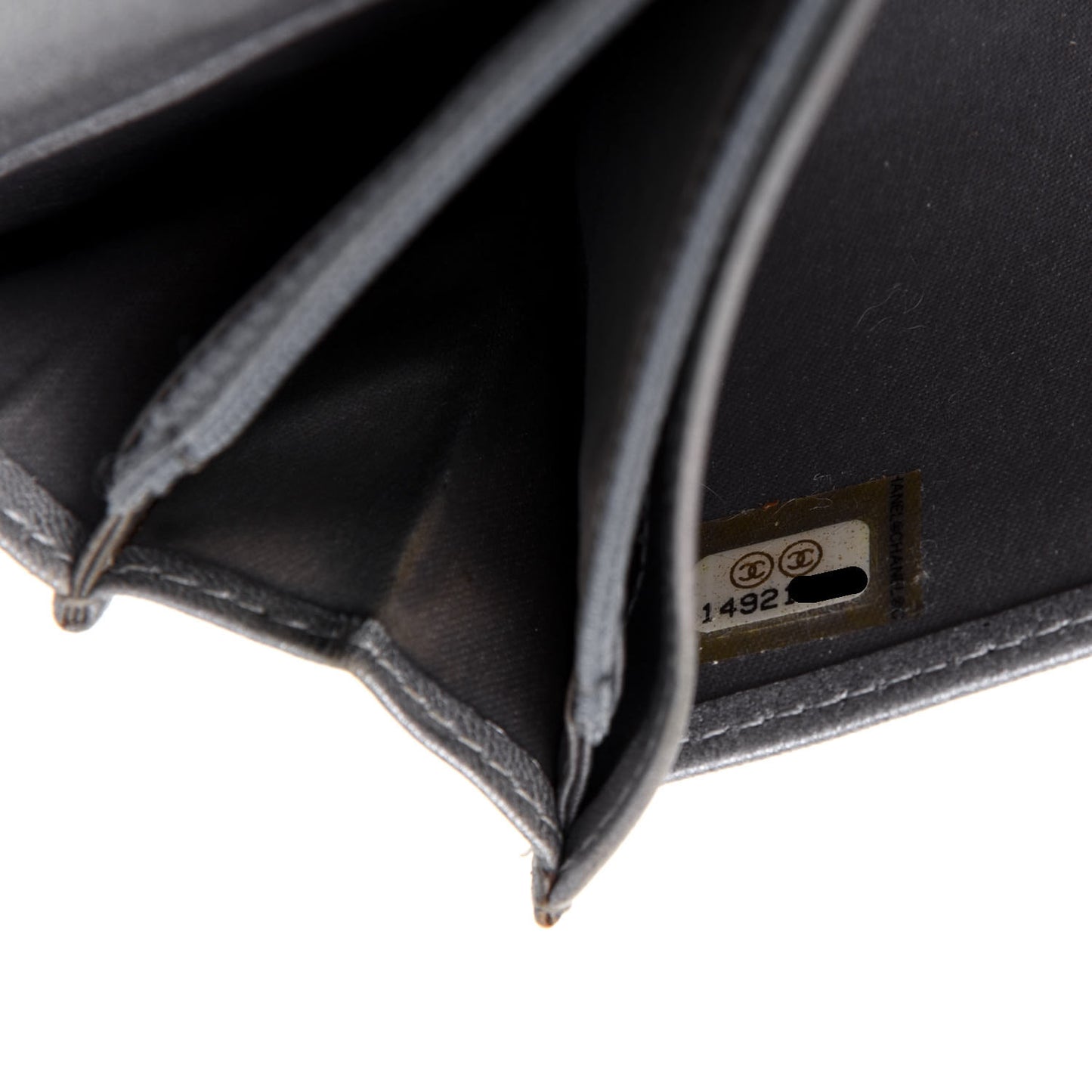 Lambskin Camellia Embossed Yen Wallet Black