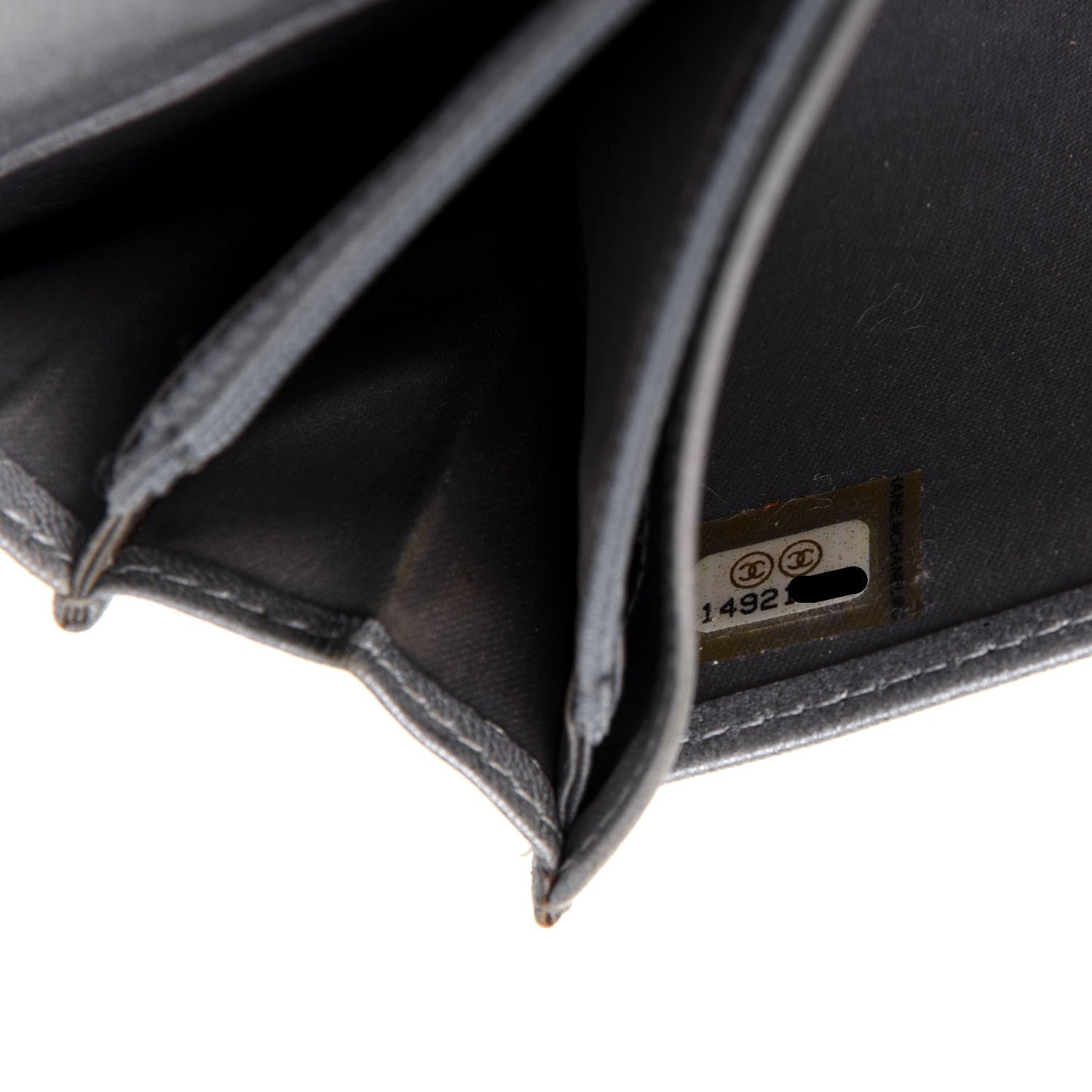 Chanel Lambskin Camellia Embossed Yen Wallet Black 8 of 26