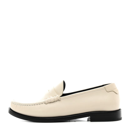 Saint Laurent Calfskin Penny Loafers 38.5 Pearl 1 of 10