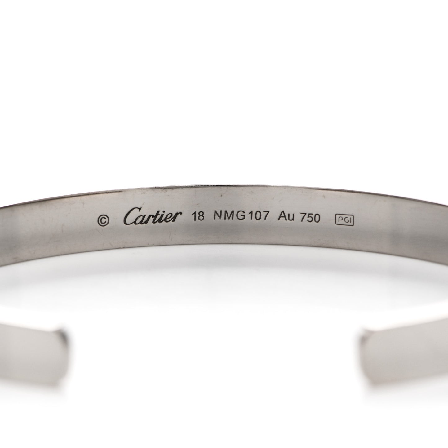 18K White Gold LOVE Cuff Bracelet 18