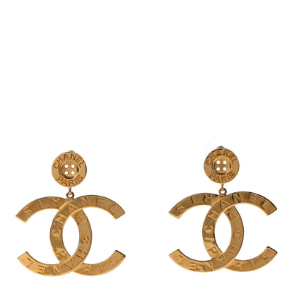 Chanel Metal Large Paris Button Earrings Gold 1 of 4