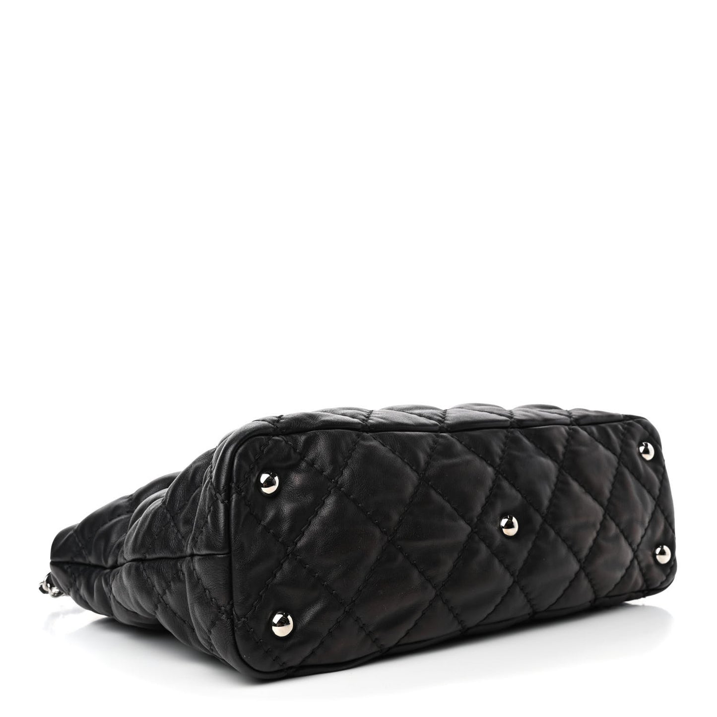 Metallic Calfskin Quilted French Riviera Hobo Black
