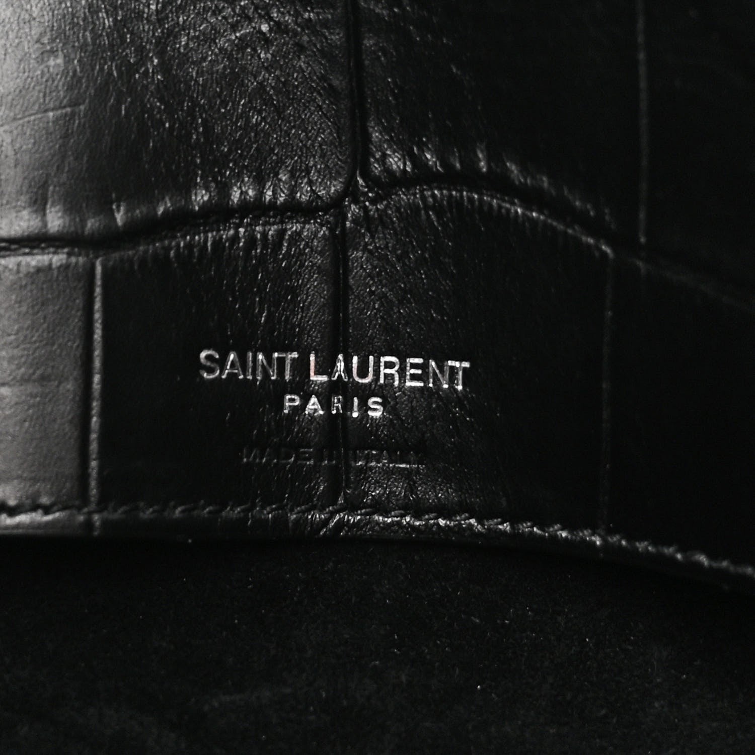 Saint Laurent SAINT LAURENT Calfskin Crocodile Embossed Large Souple Sac De Jour Black 7 of 10