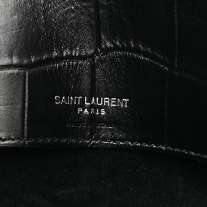 Saint Laurent SAINT LAURENT Calfskin Crocodile Embossed Large Souple Sac De Jour Black 7 of 10