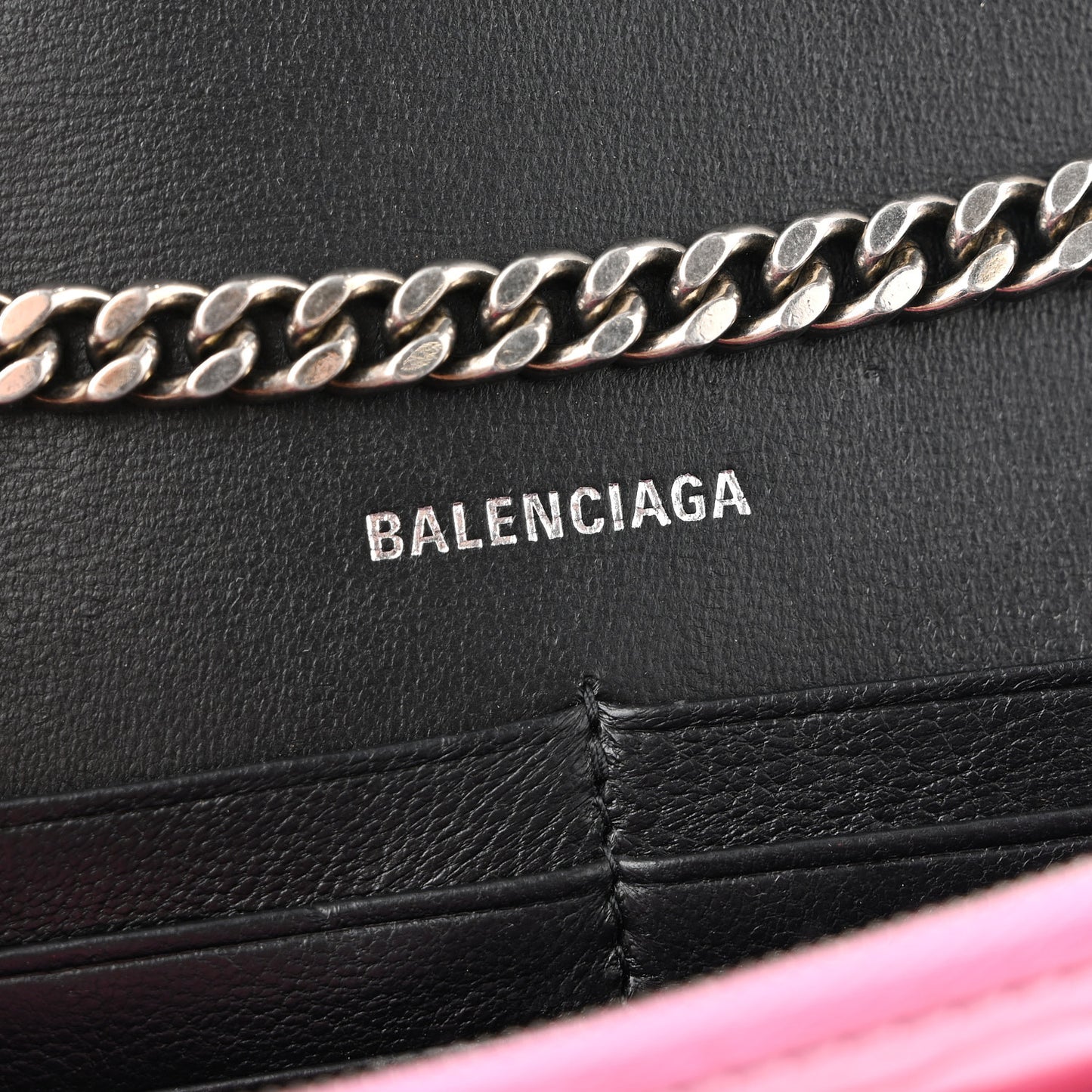 Metallic Shiny Calfskin Crocodile Embossed Hourglass Chain Bag Pink