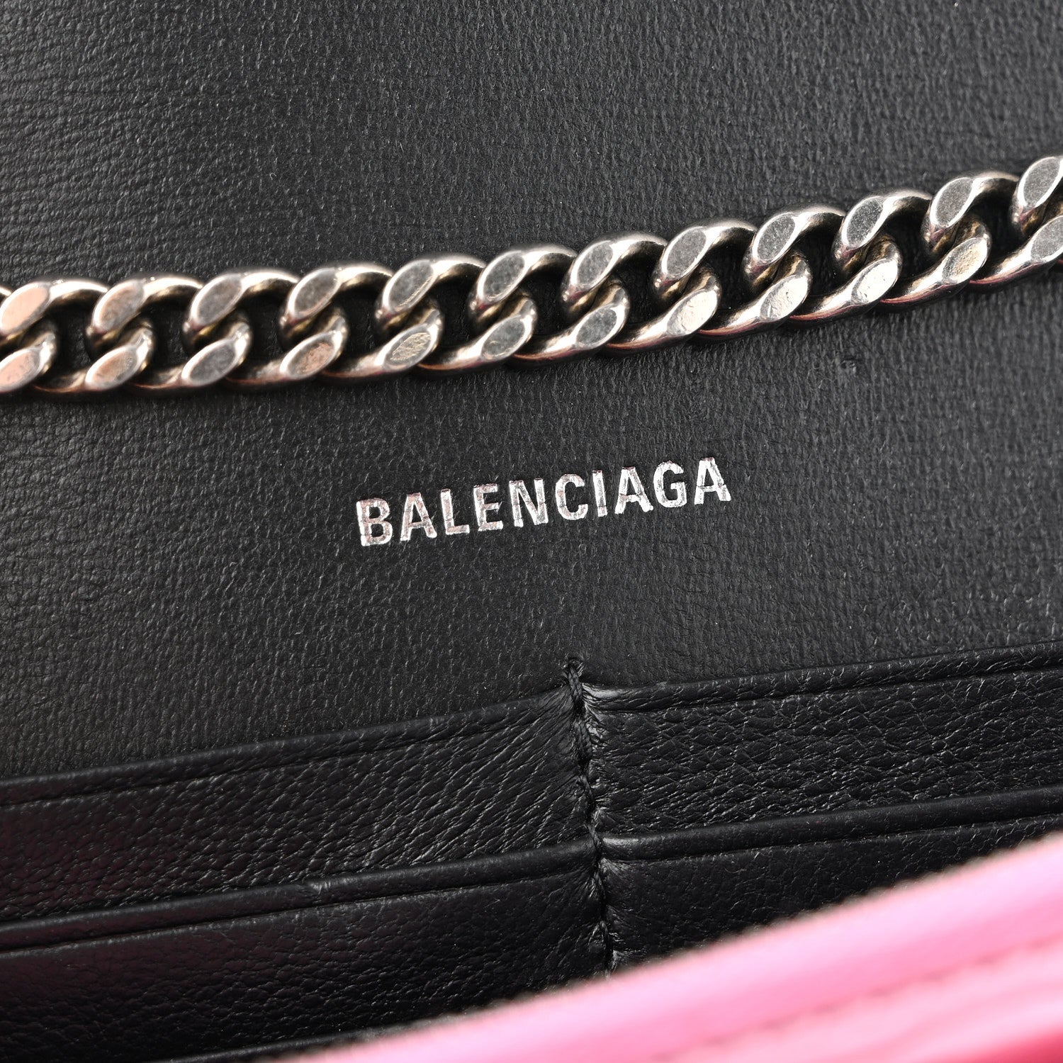 Balenciaga Metallic Shiny Calfskin Crocodile Embossed Hourglass Chain Bag Pink 6 of 13