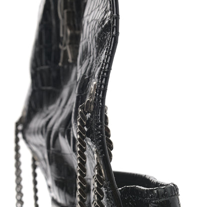 Saint Laurent Patent Crocodile Embossed Lambskin Monogram Medium Niki Chain Satchel Black 12 of 16