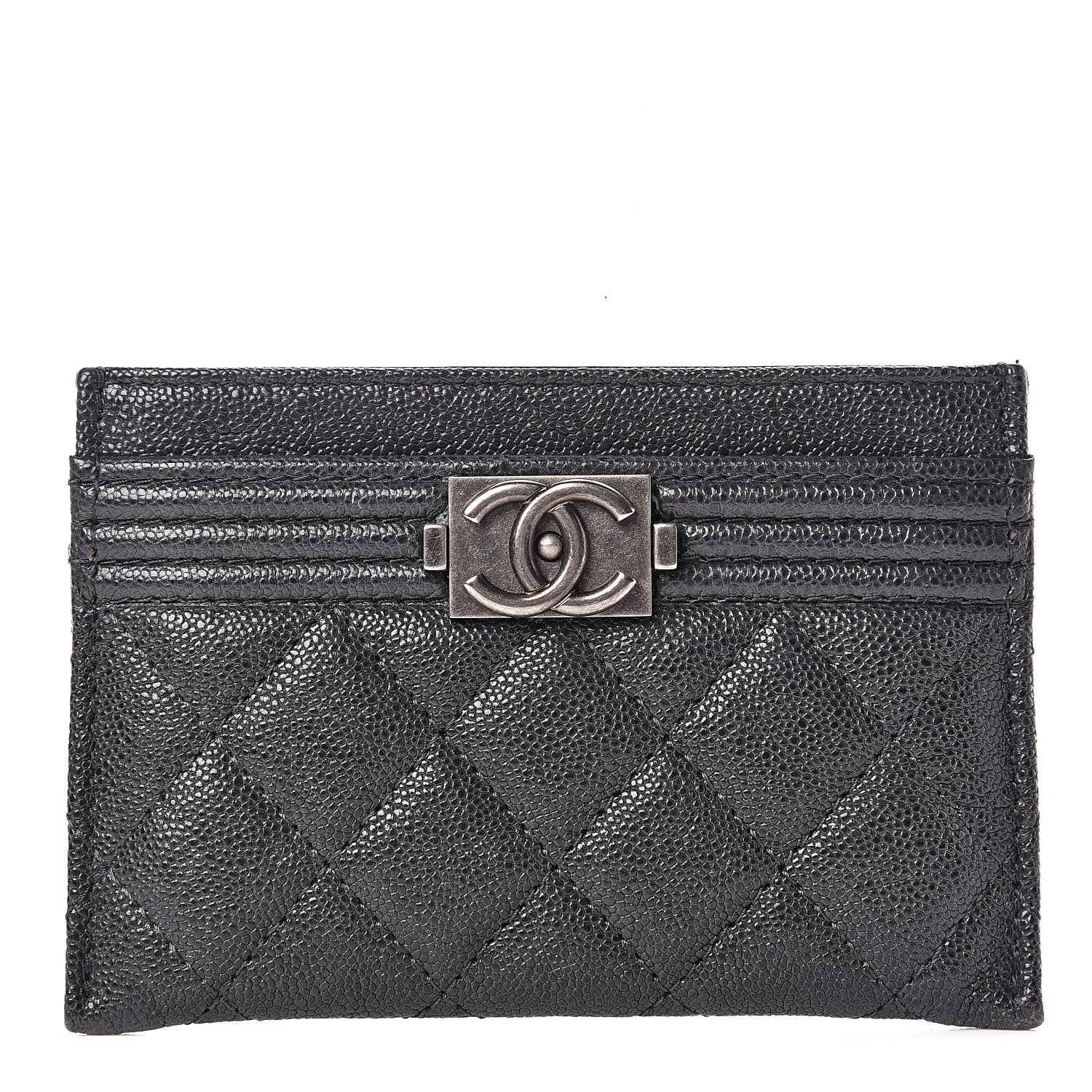 Chanel Caviar Quilted Boy Card Holder Charcoal 1 of 11