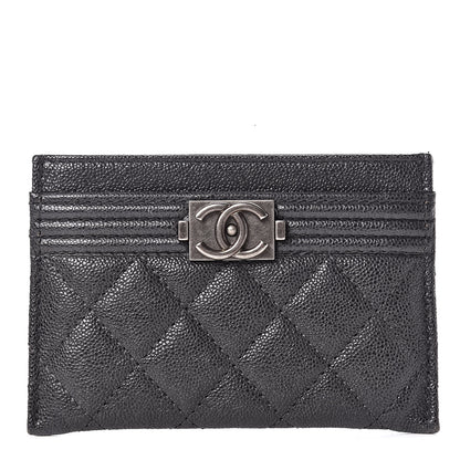 Chanel Caviar Quilted Boy Card Holder Charcoal 1 of 11