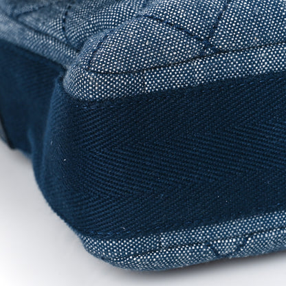 Chanel Denim Quilted Medium Airlines Buckle Messenger Bag Blue 8 of 10