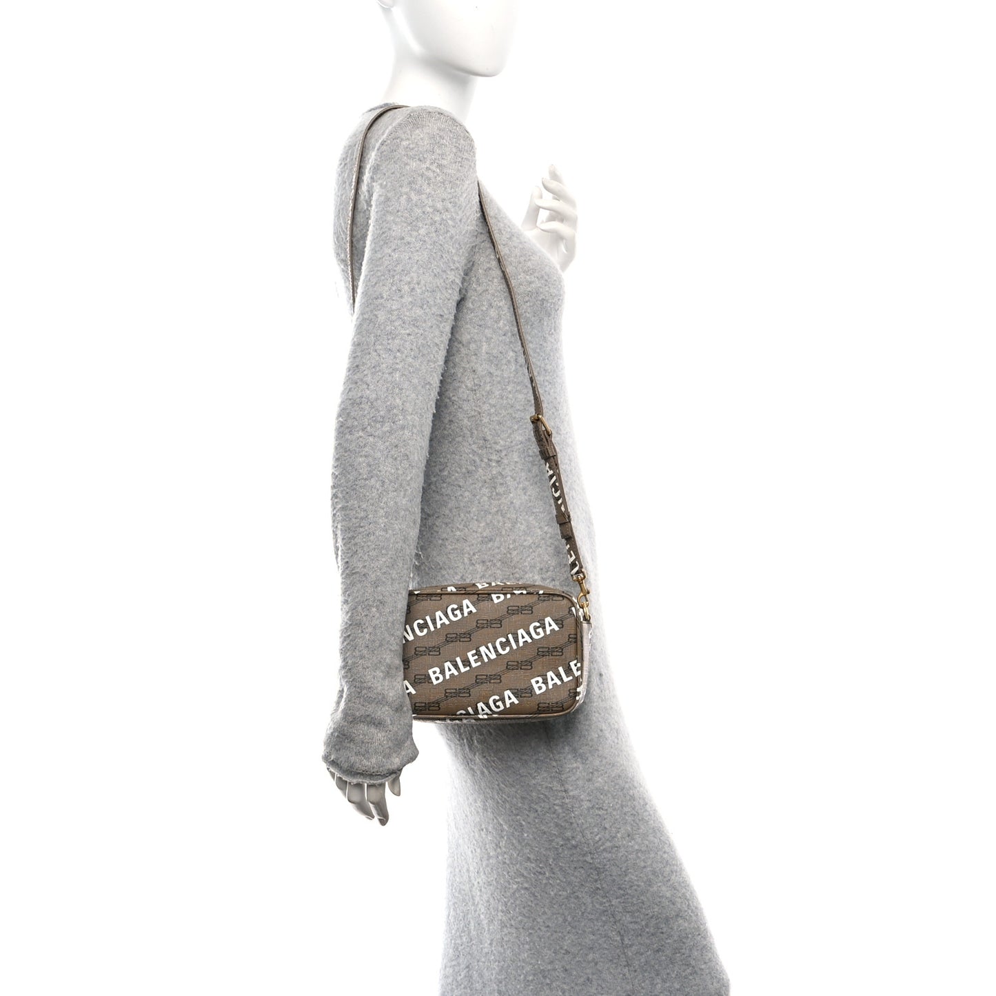 Coated Canvas BB Monogram Allover Logo Small Camera Bag Beige Brown Black