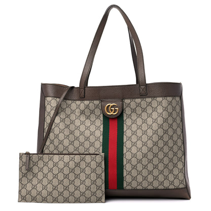 Gucci GG Supreme Monogram Web Ophidia Tote Brown 1 of 18