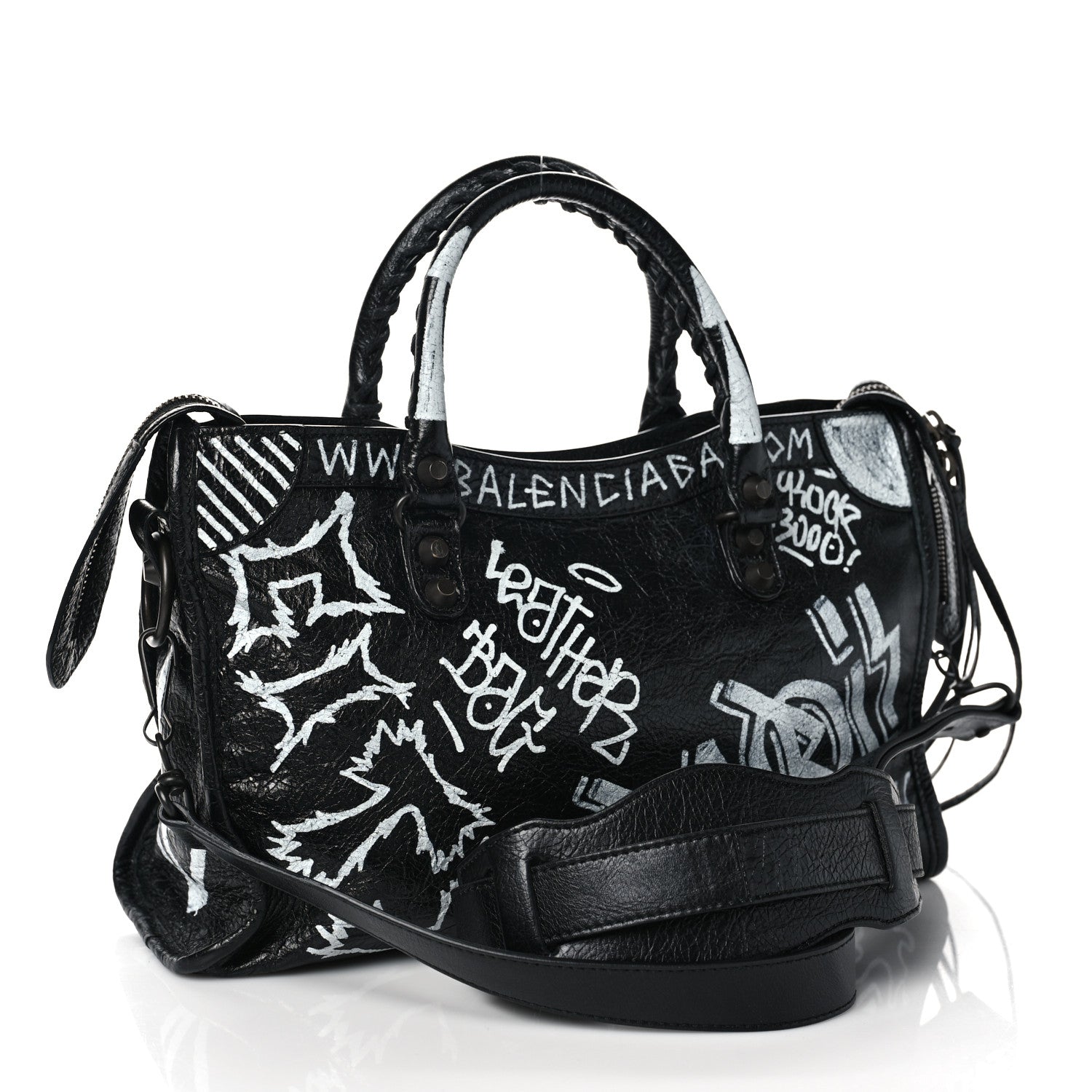 Balenciaga Agneau Classic Hardware Graffiti All Over S City Black 3 of 8