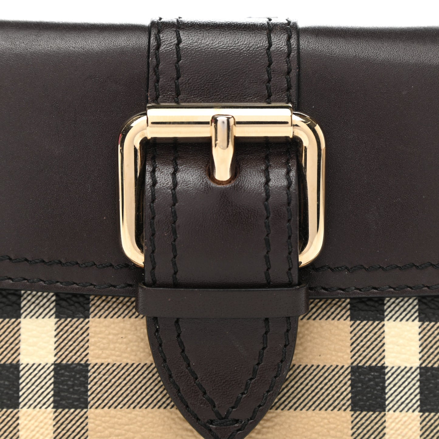 Calfskin House Check Compact Wallet Black