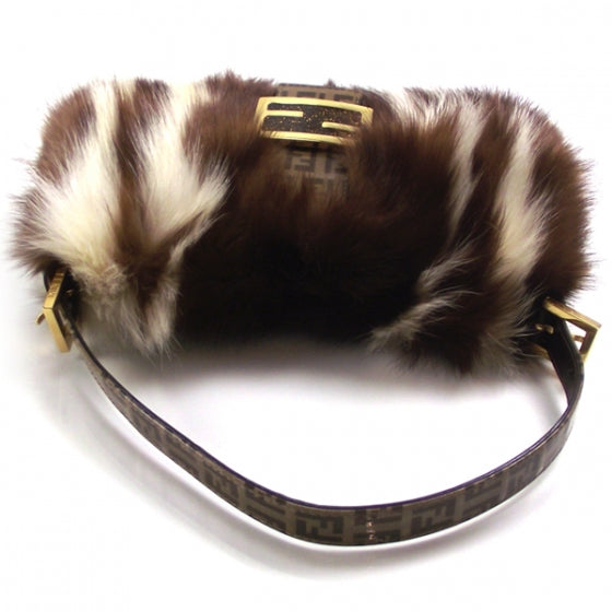 Vinyl Zucchino Skunk Fur Baguette Tobacco Multicolor