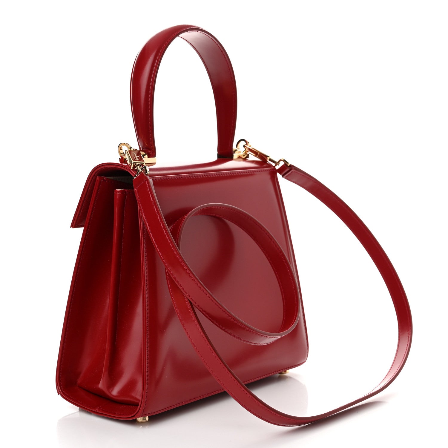 Salvatore Ferragamo Brushed Off Calfskin Small Iconic Top Handle Red 2 of 11