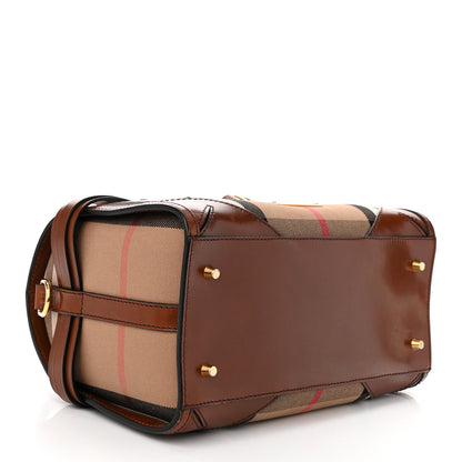 Burberry House Check Bridle Calfskin Medium Alchester Bowling Bag Dark Tan 4 of 13