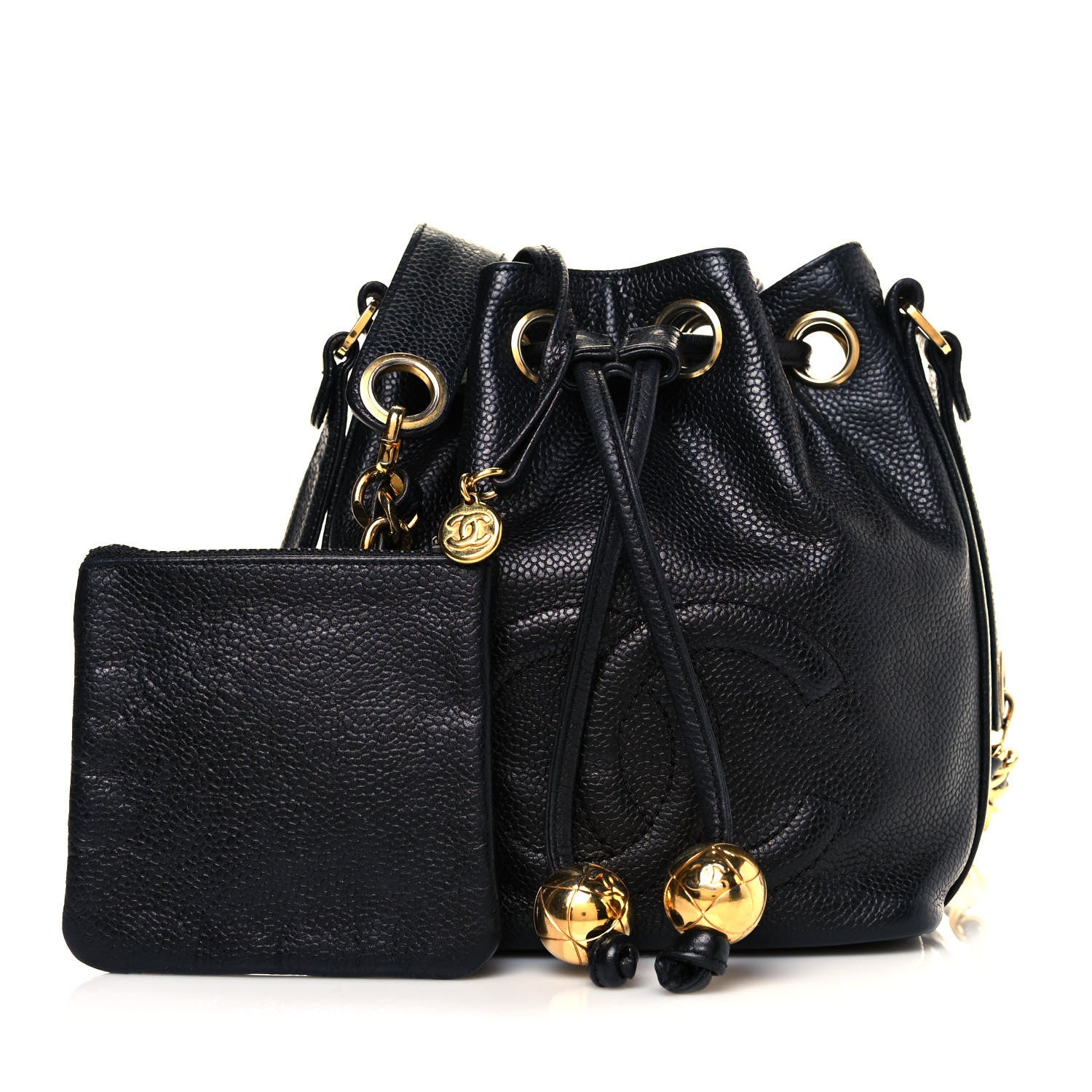 Chanel Caviar CC Drawstring Shoulder Bag Black 1 of 11