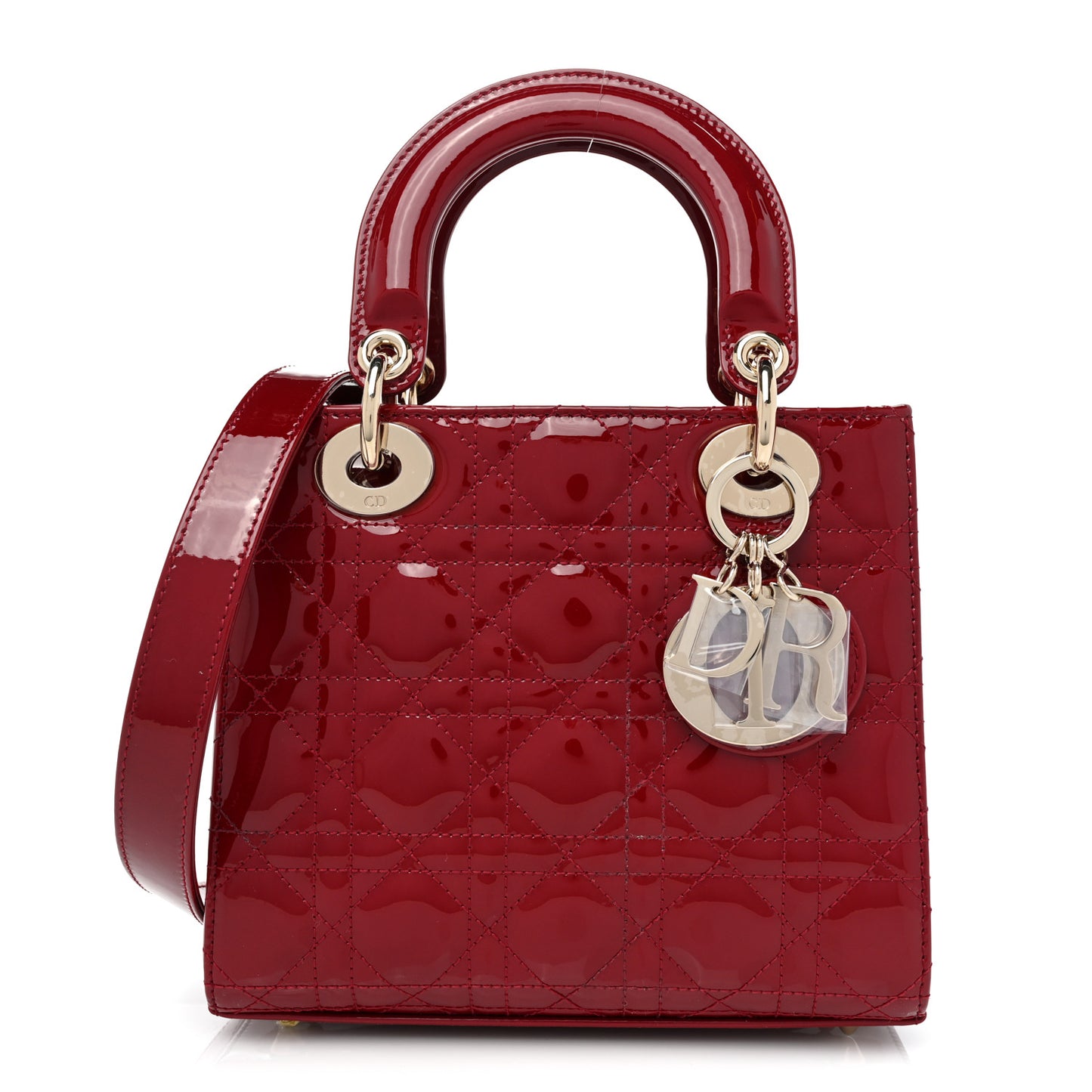 Patent Cannage Small Lady Dior Cherry Red
