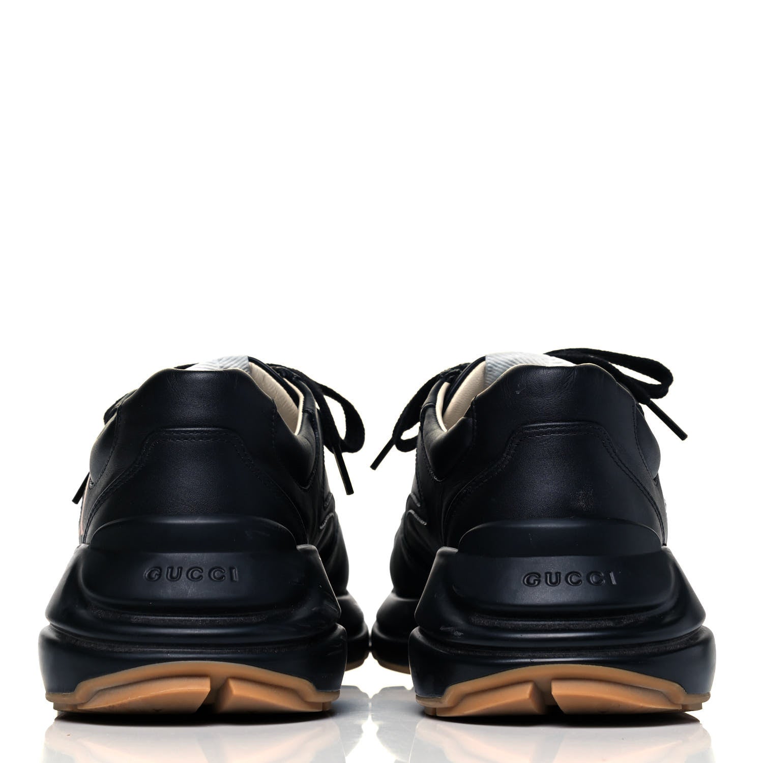 Gucci Calfskin Iridescent Logo Mens Rhyton Sneakers 6.5 Black 5 of 8
