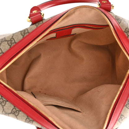 Gucci GG Supreme Monogram Kingsnake Heart Embroidered Medium Boston Hibiscus Red 5 of 12