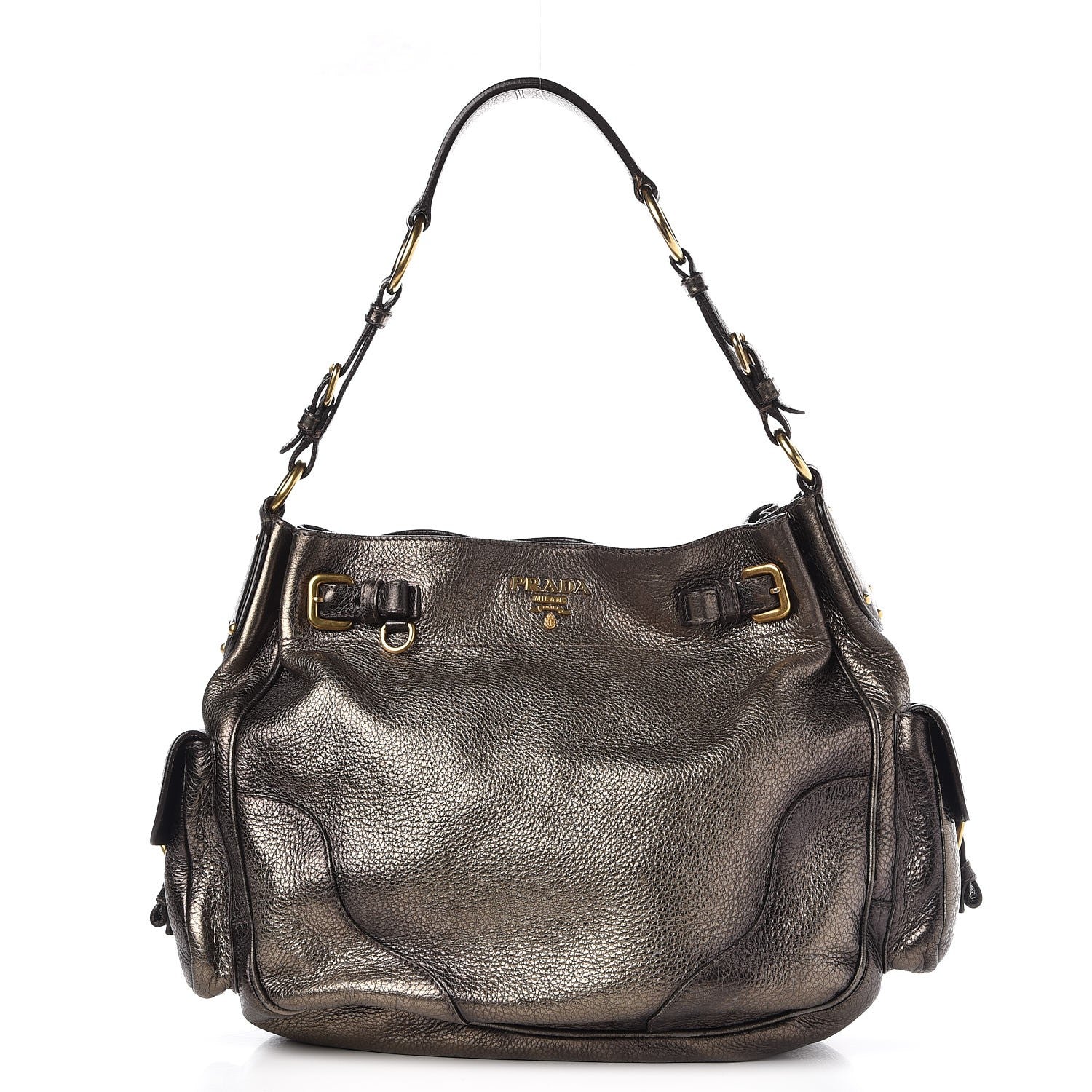 Prada Vitello Daino Antik Pocket Hobo Piombo 1 of 7