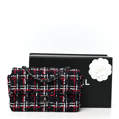 Chanel Tweed Quilted Mini Rectangular Flap Navy Blue White Red 10 of 10