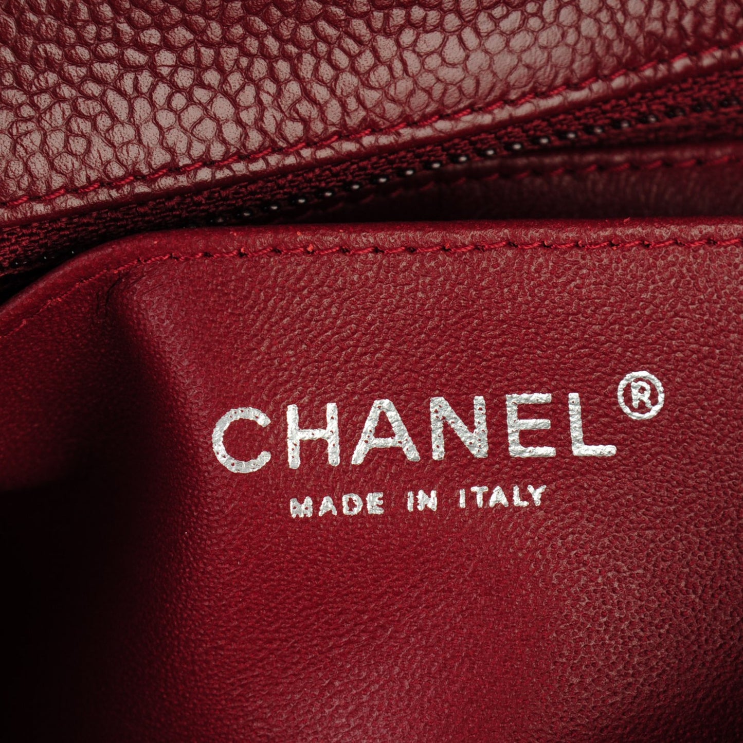 Caviar Quilted Mini Rectangular Flap Dark Red