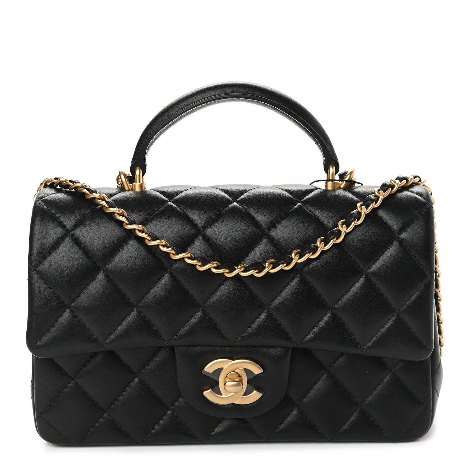 Chanel Lambskin Quilted Mini Top Handle Rectangular Flap Black 1 of 9