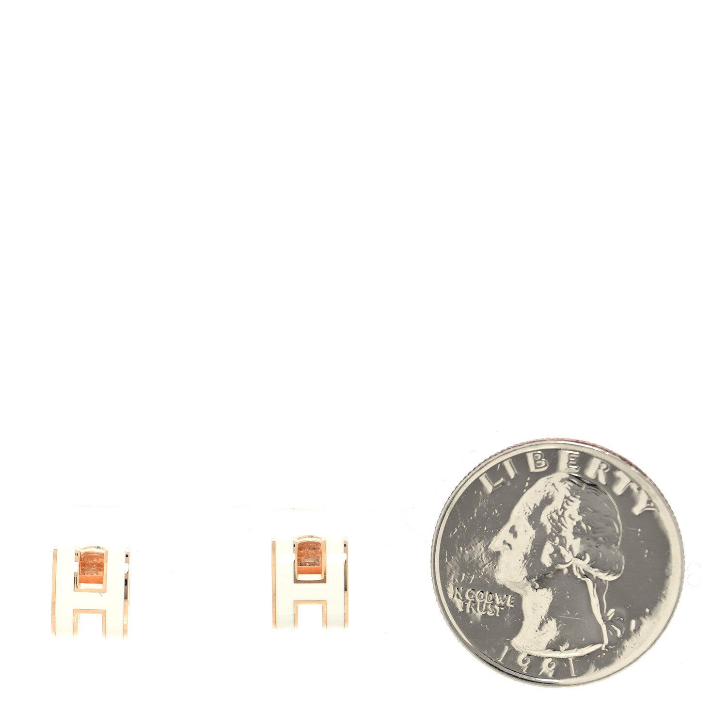 Hermes Gold Lacquered Mini Pop H Earrings White 2 of 5