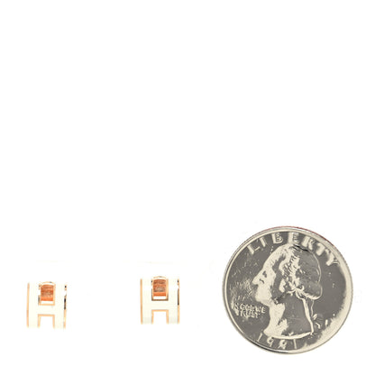 Hermes Gold Lacquered Mini Pop H Earrings White 2 of 5