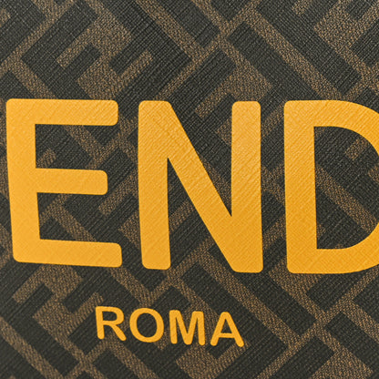 Fendi Shiny Glazed Fabric Vitello Cover FF 1974 Logo Medium Camera Case Tobacco Moro Giallo Ebano 7 of 9