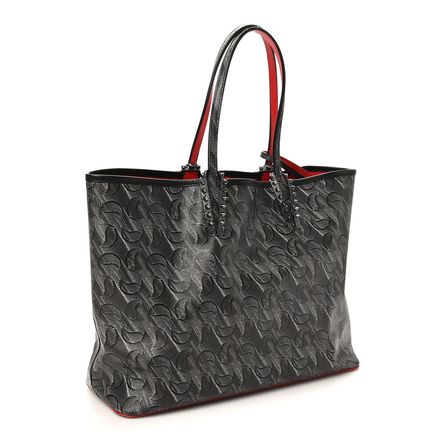 Toile Monogram Calfskin Printed Spikes East West Cabata Tote Black